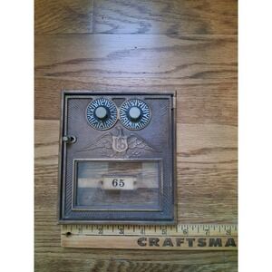 VINTAGE CORBIN BRONZE BRASS DOUBLE DIAL HERALDIC EAGLE POST OFFICE BOX DOOR